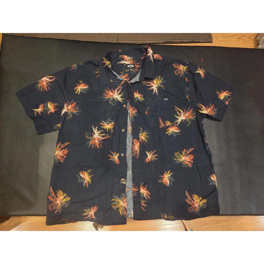 Men's 2xl Short Sleeve Button-Up Shirt with Tropical Print